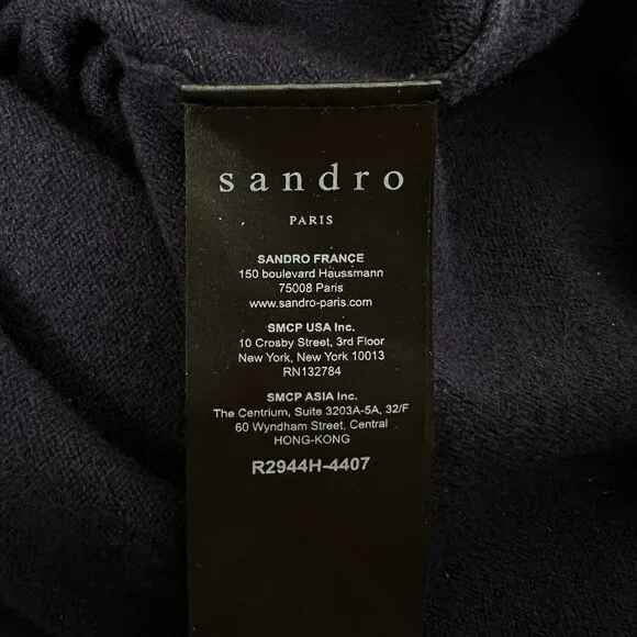 Sandro Cashmere Wool Stripe Midi Knit Sweater Bryone Dress Preppy Paris Academia - Picture 9 of 14